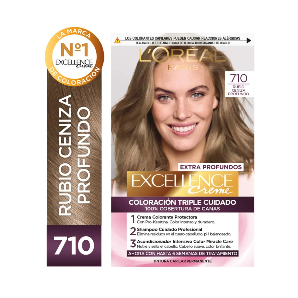 236029 L'Oréal Excellence Tinte 710 Rubio Cenizo Profundo - Imagen 1