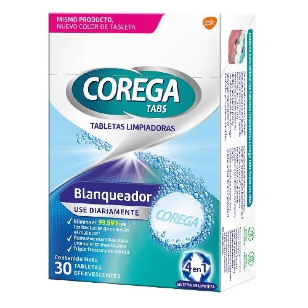 9961509 Corega Tabs Whitening tab. limpiadoras x30 - Imagen 1