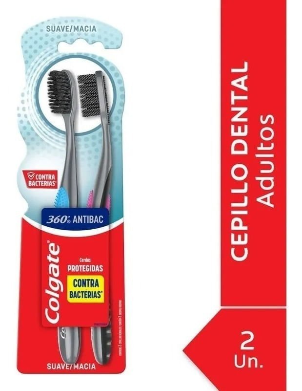 Colgate 360° Antibacterial Cepillo Dental Suave x 2 unidades