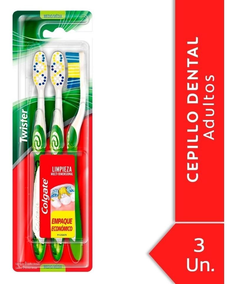 Colgate Twister Cepillos Dentales Medios x 3 unidades